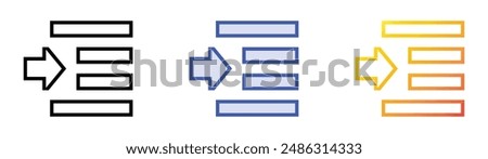 indent icon. Linear, Blue Fill and Gradient Style Design Isolated On White Background