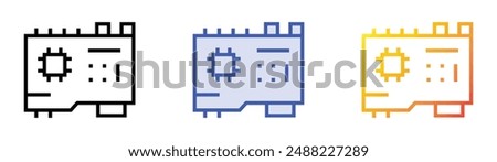 motherboard icon. Linear, Blue Fill and Gradient Style Design Isolated On White Background