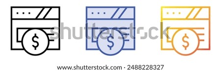 monetization icon. Linear, Blue Fill and Gradient Style Design Isolated On White Background