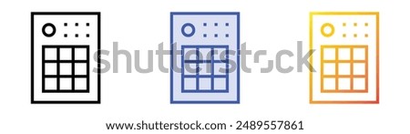 midi icon. Linear, Blue Fill and Gradient Style Design Isolated On White Background