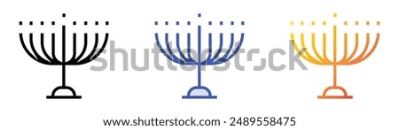 menorah icon. Linear, Blue Fill and Gradient Style Design Isolated On White Background