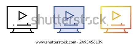 media player icon. Linear, Blue Fill and Gradient Style Design Isolated On White Background