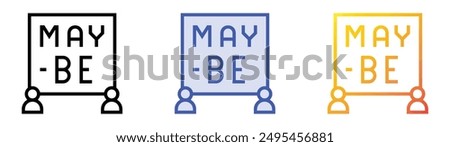 maybe icon. Linear, Blue Fill and Gradient Style Design Isolated On White Background