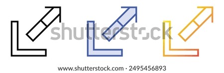 maximize icon. Linear, Blue Fill and Gradient Style Design Isolated On White Background