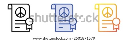 peace treaty icon. Linear, Blue Fill and Gradient Style Design Isolated On White Background