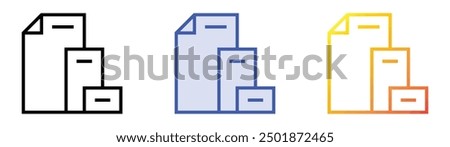 paper size icon. Linear, Blue Fill and Gradient Style Design Isolated On White Background