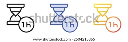 one hour icon. Linear, Blue Fill and Gradient Style Design Isolated On White Background