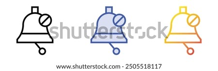 no alarm icon. Linear, Blue Fill and Gradient Style Design Isolated On White Background