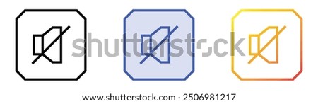 mute icon. Linear, Blue Fill and Gradient Style Design Isolated On White Background