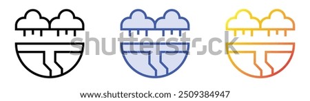 rainfall icon. Linear, Blue Fill and Gradient Style Design Isolated On White Background