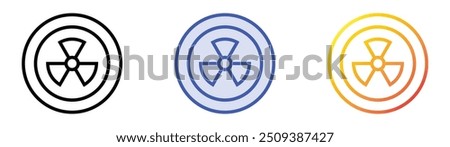 radioactive icon. Linear, Blue Fill and Gradient Style Design Isolated On White Background