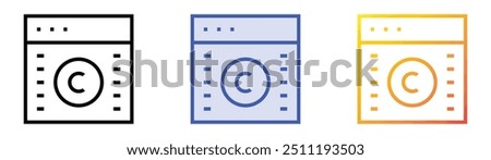 public domain icon. Linear, Blue Fill and Gradient Style Design Isolated On White Background