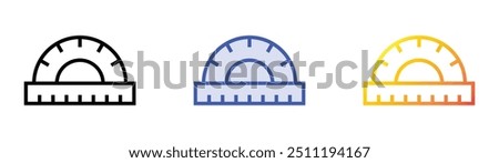 protactor icon. Linear, Blue Fill and Gradient Style Design Isolated On White Background