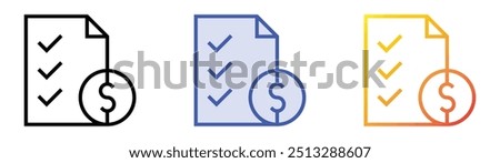 price list icon. Linear, Blue Fill and Gradient Style Design Isolated On White Background