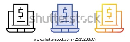 price list icon. Linear, Blue Fill and Gradient Style Design Isolated On White Background