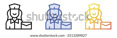 postwoman icon. Linear, Blue Fill and Gradient Style Design Isolated On White Background