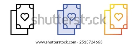 poker cards icon. Linear, Blue Fill and Gradient Style Design Isolated On White Background