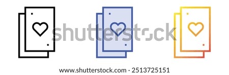 poker cards icon. Linear, Blue Fill and Gradient Style Design Isolated On White Background