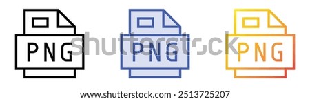 png file icon. Linear, Blue Fill and Gradient Style Design Isolated On White Background