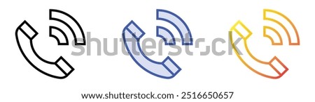 phone ringing icon. Linear, Blue Fill and Gradient Style Design Isolated On White Background