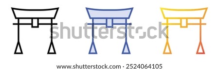 shinto icon. Linear, Blue Fill and Gradient Style Design Isolated On White Background