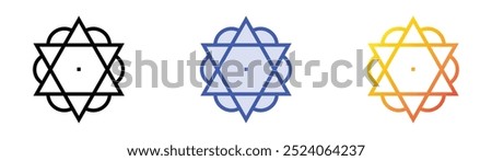 shatkona icon. Linear, Blue Fill and Gradient Style Design Isolated On White Background