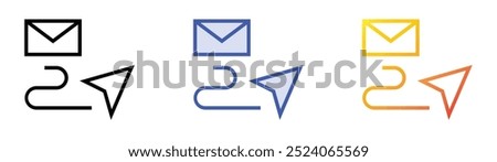 send mail icon. Linear, Blue Fill and Gradient Style Design Isolated On White Background