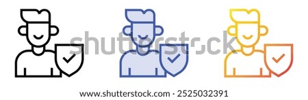 security icon. Linear, Blue Fill and Gradient Style Design Isolated On White Background