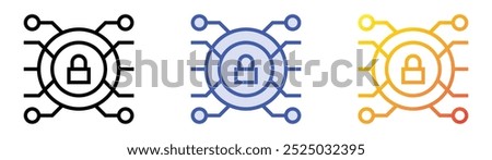 security system icon. Linear, Blue Fill and Gradient Style Design Isolated On White Background