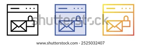 secure icon. Linear, Blue Fill and Gradient Style Design Isolated On White Background