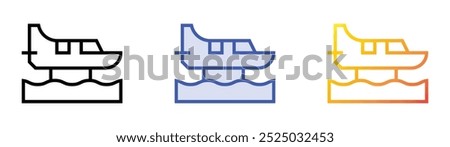 seaplane icon. Linear, Blue Fill and Gradient Style Design Isolated On White Background