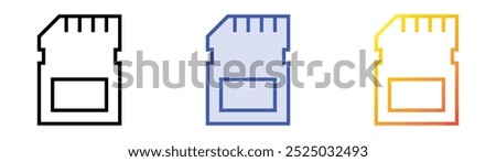 sd card icon. Linear, Blue Fill and Gradient Style Design Isolated On White Background