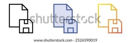 save file icon. Linear, Blue Fill and Gradient Style Design Isolated On White Background