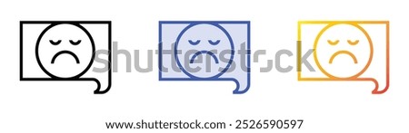 sad icon. Linear, Blue Fill and Gradient Style Design Isolated On White Background