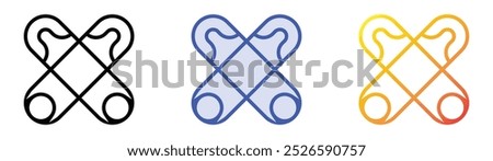 safety pin icon. Linear, Blue Fill and Gradient Style Design Isolated On White Background