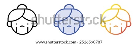 sadness icon. Linear, Blue Fill and Gradient Style Design Isolated On White Background