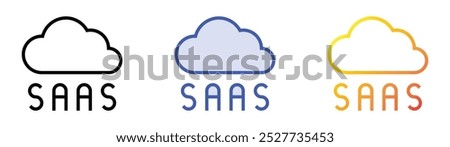 saas icon. Linear, Blue Fill and Gradient Style Design Isolated On White Background