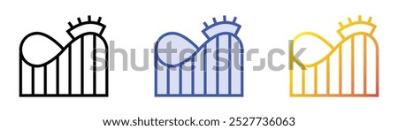 roller coaster icon. Linear, Blue Fill and Gradient Style Design Isolated On White Background