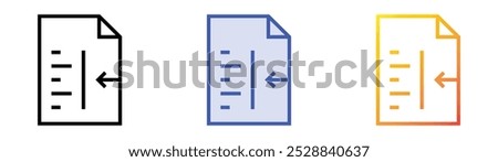 right indentation icon. Linear, Blue Fill and Gradient Style Design Isolated On White Background