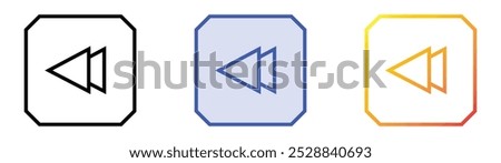 rewind icon. Linear, Blue Fill and Gradient Style Design Isolated On White Background