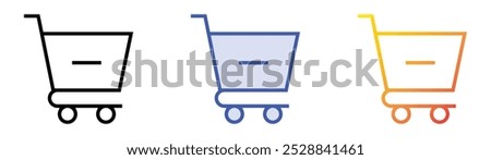 remove from cart icon. Linear, Blue Fill and Gradient Style Design Isolated On White Background