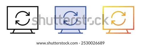 refresh icon. Linear, Blue Fill and Gradient Style Design Isolated On White Background