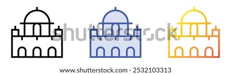 synagogue icon. Linear, Blue Fill and Gradient Style Design Isolated On White Background