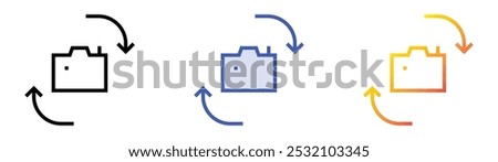 switch camera icon. Linear, Blue Fill and Gradient Style Design Isolated On White Background