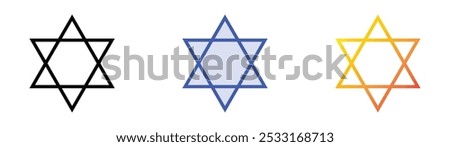 star of david icon. Linear, Blue Fill and Gradient Style Design Isolated On White Background