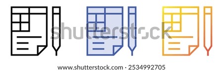 spreadsheet icon. Linear, Blue Fill and Gradient Style Design Isolated On White Background