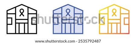 social center icon. Linear, Blue Fill and Gradient Style Design Isolated On White Background