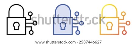 smart lock icon. Linear, Blue Fill and Gradient Style Design Isolated On White Background