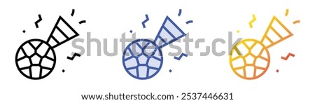 soccer icon. Linear, Blue Fill and Gradient Style Design Isolated On White Background