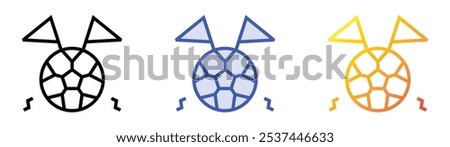 soccer icon. Linear, Blue Fill and Gradient Style Design Isolated On White Background